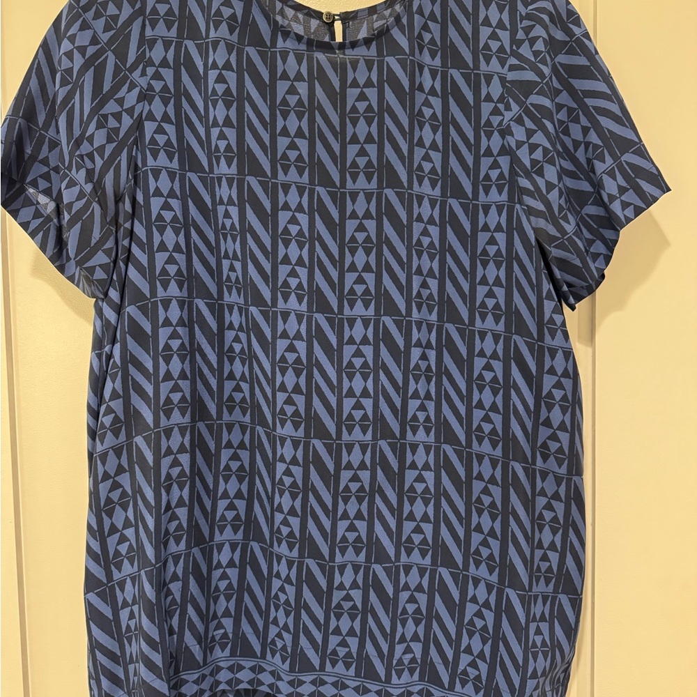 Madewell Blue and Black Geometric Top